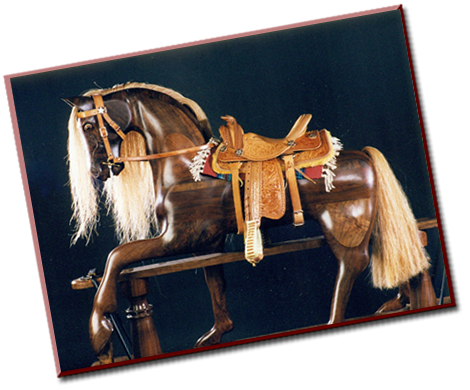 Wooden rocking horse by Al Carr in Fredericksburg, TX.