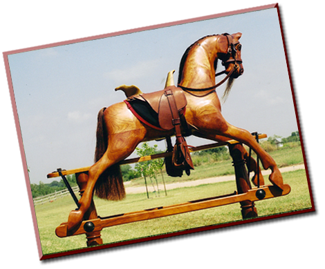 Wooden rocking horse by Al Carr in Fredericksburg, TX.